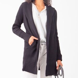 Carve Designs Durango Ribbed Hooded Cardigan Sweater Black Small